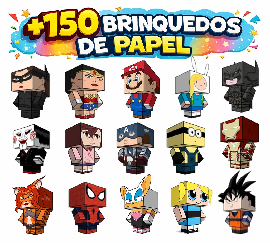 +150 Brinquedos de Papel: personagens montados em papel